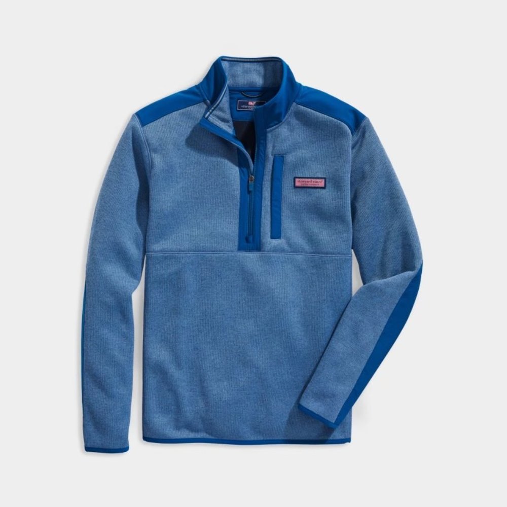 Vineyard Vines Men Mountain Fleece Blue 1/4 Zip Two Tone Size Medium